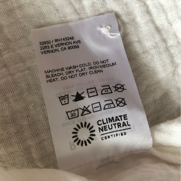 Reformation Cotton Gauze Cropped Top in White Size 8 - Picture 6 of 7